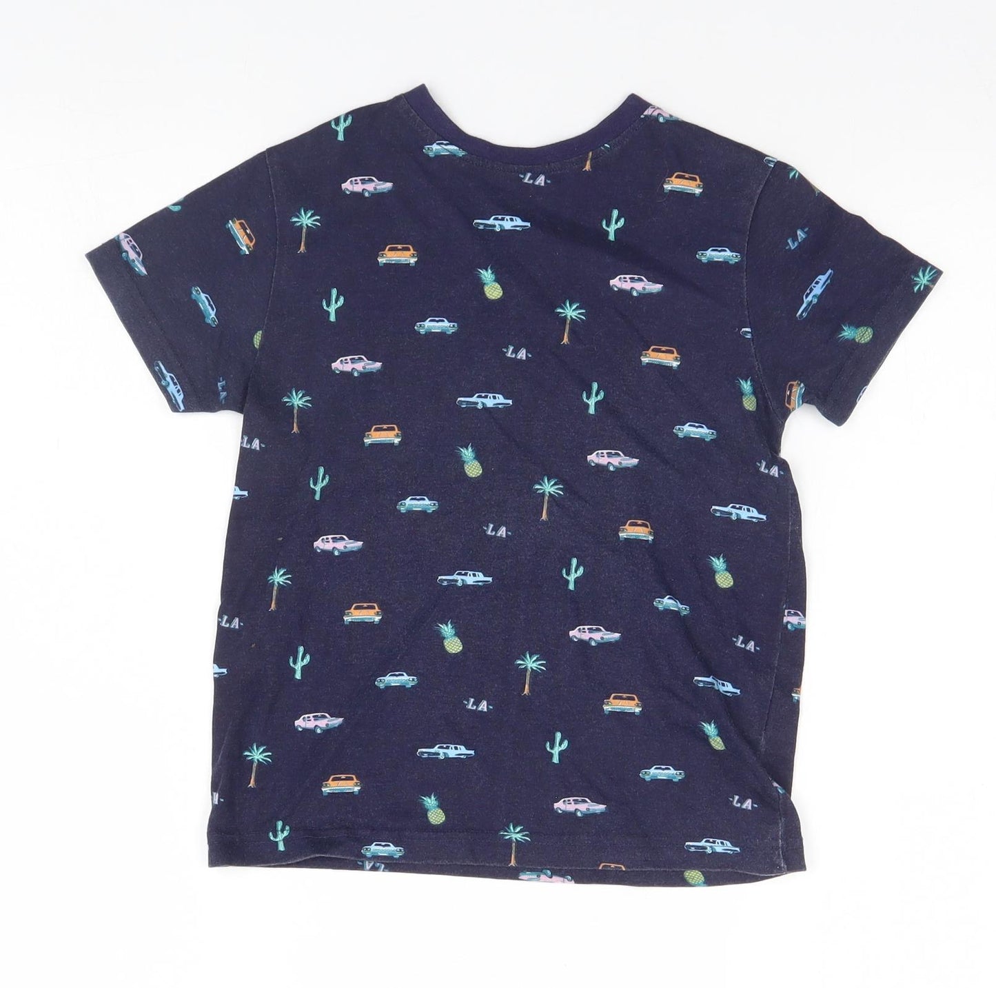 Primark Boys Blue Geometric  Basic T-Shirt Size 5-6 Years  - Cars