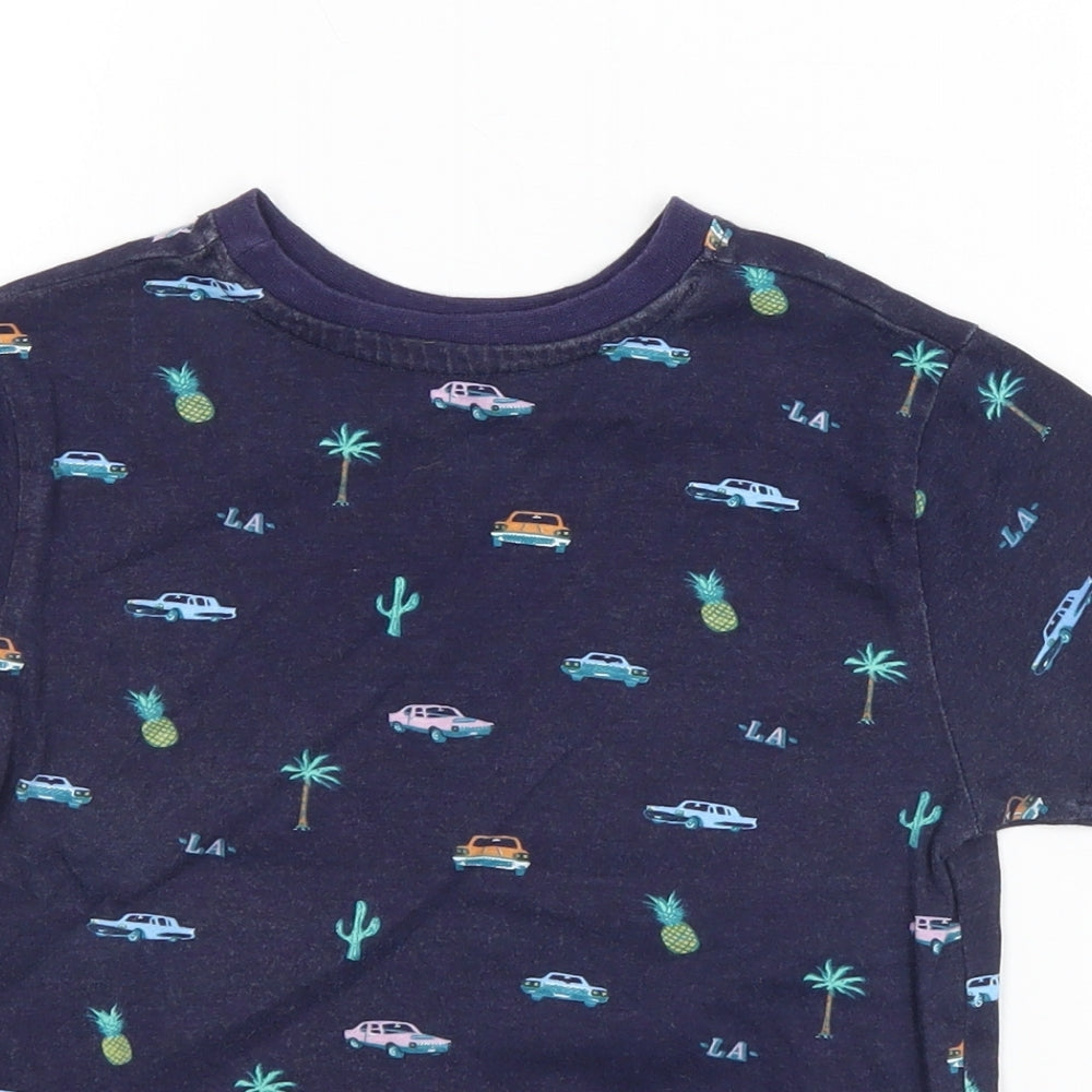 Primark Boys Blue Geometric  Basic T-Shirt Size 5-6 Years  - Cars