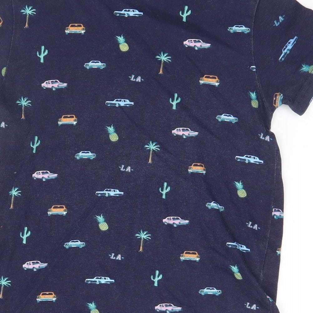Primark Boys Blue Geometric  Basic T-Shirt Size 5-6 Years  - Cars