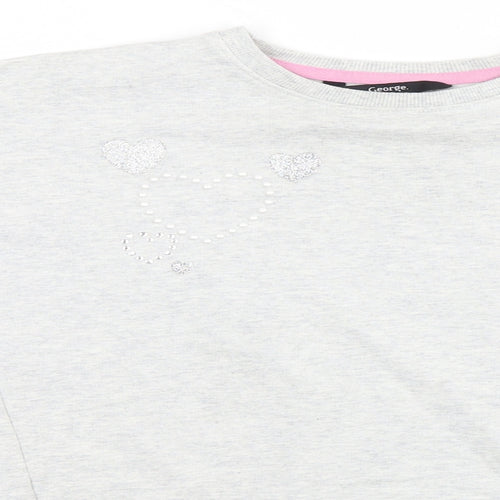 George Girls Grey   Pullover Jumper Size 9-10 Years  - Hearts
