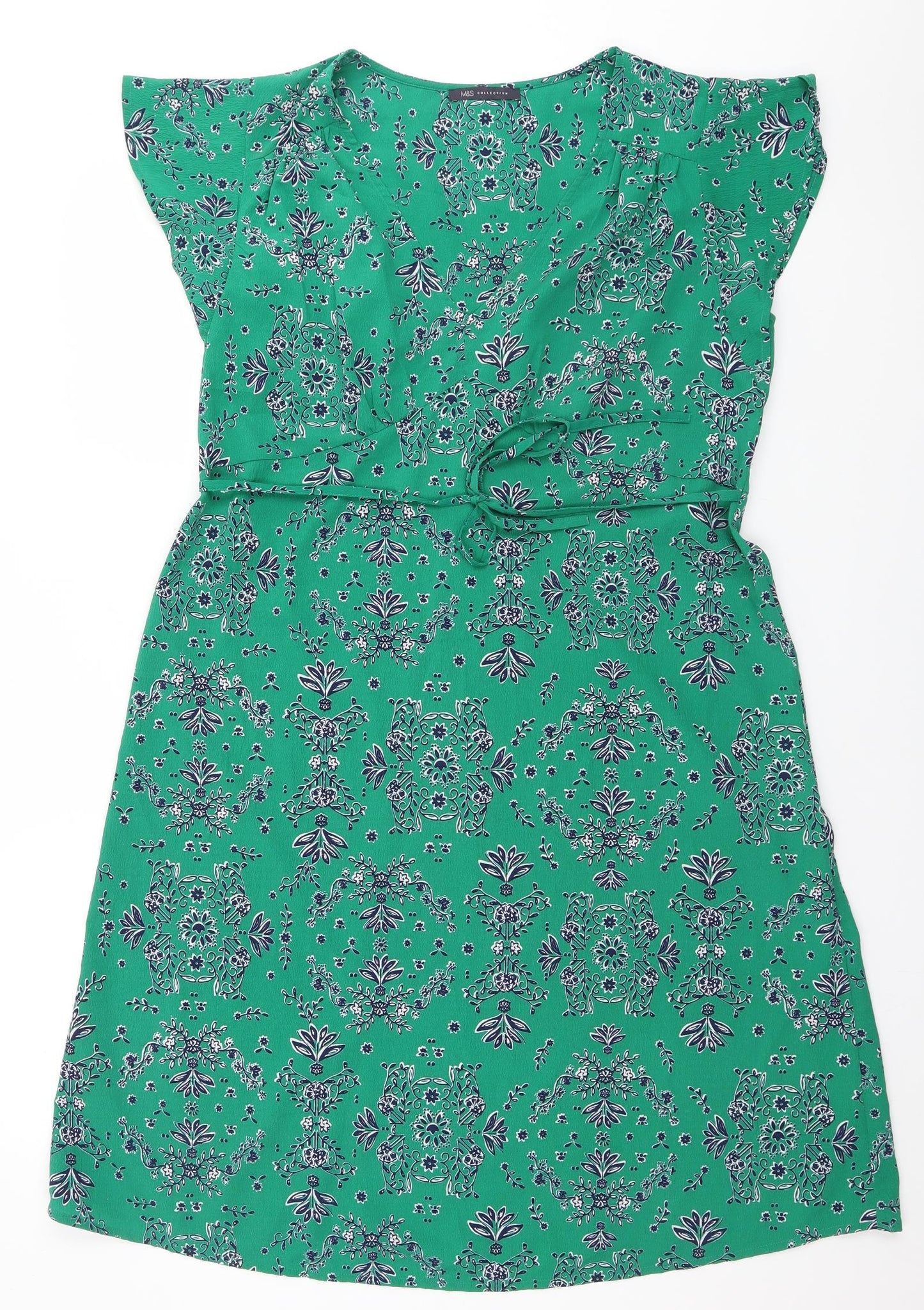 Marks and Spencer Womens Green Floral  A-Line  Size 14