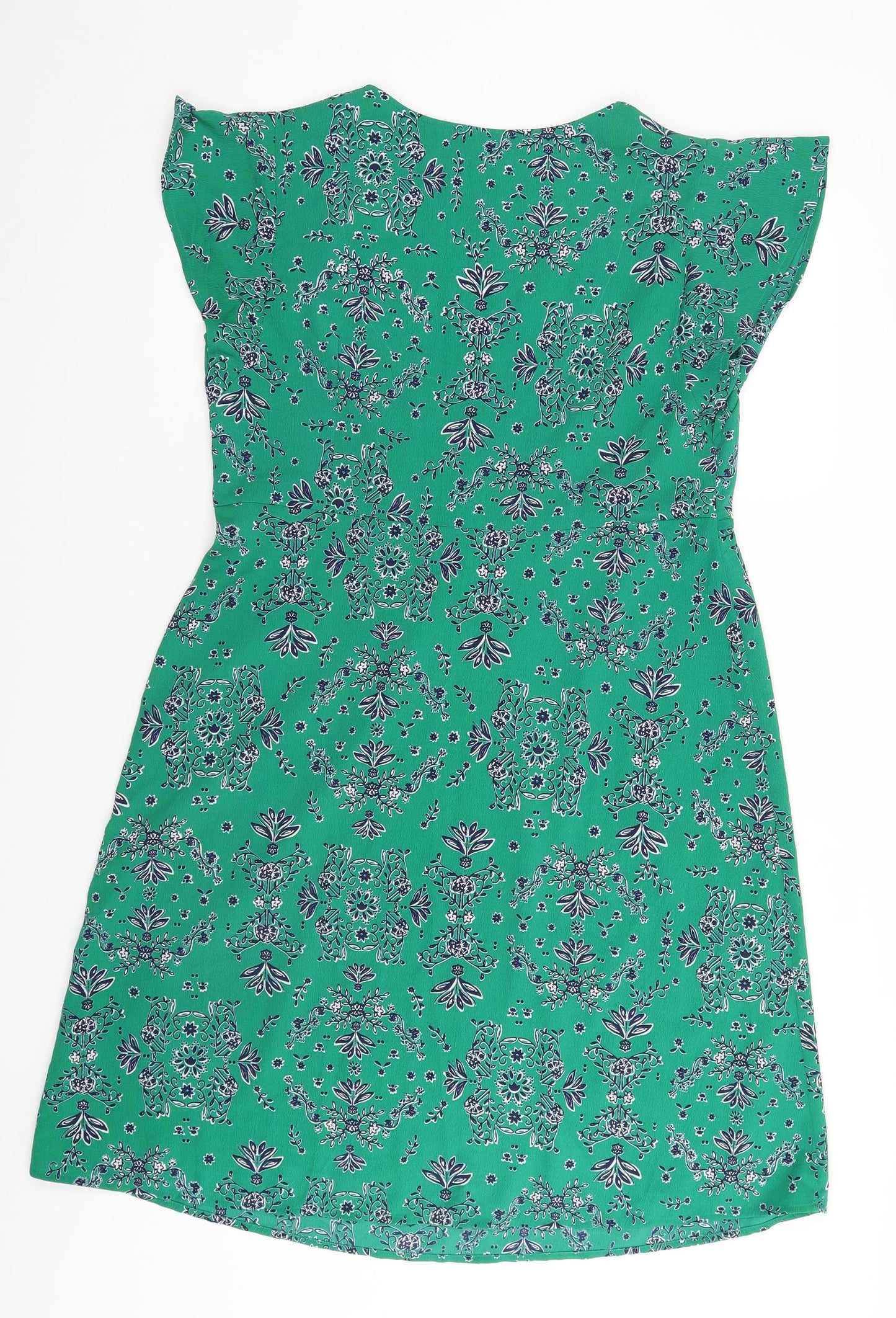 Marks and Spencer Womens Green Floral  A-Line  Size 14