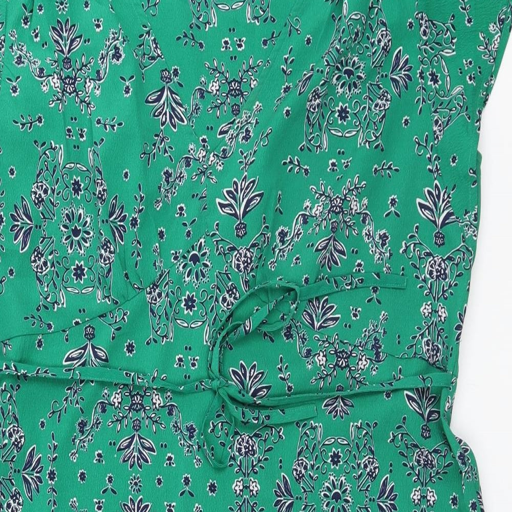Marks and Spencer Womens Green Floral  A-Line  Size 14