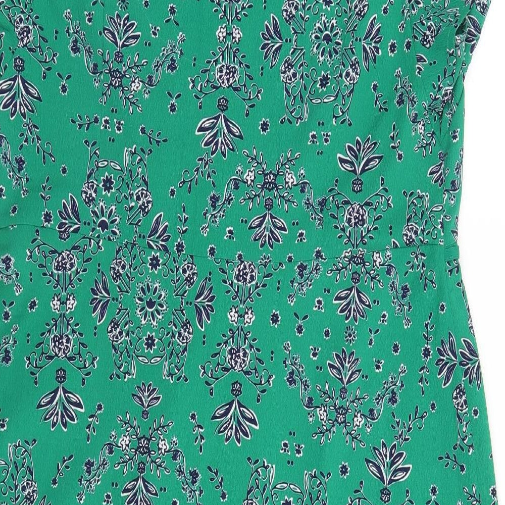 Marks and Spencer Womens Green Floral  A-Line  Size 14