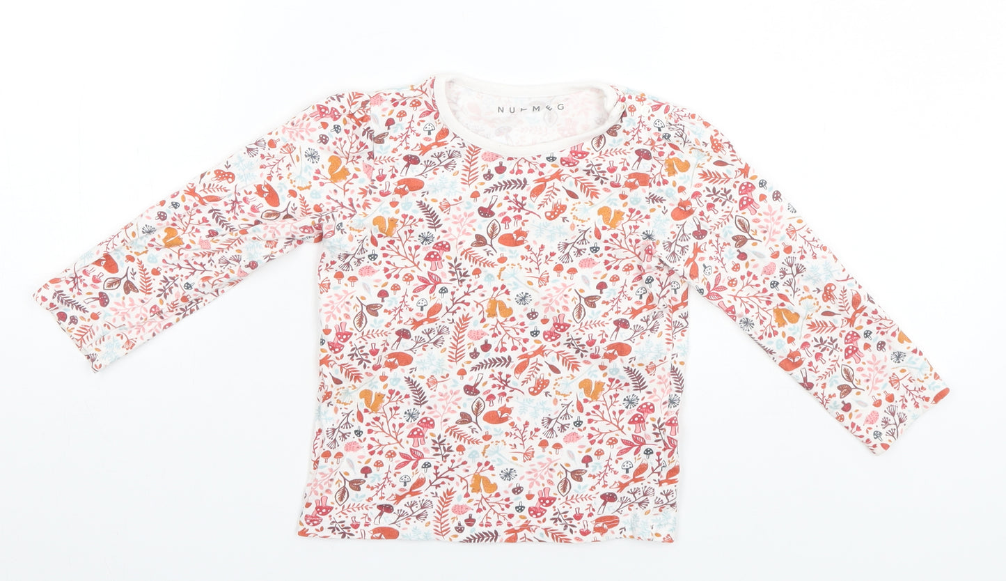 Nutmeg Baby White Floral  Basic T-Shirt Size 18-24 Months  - Woodland Creatures