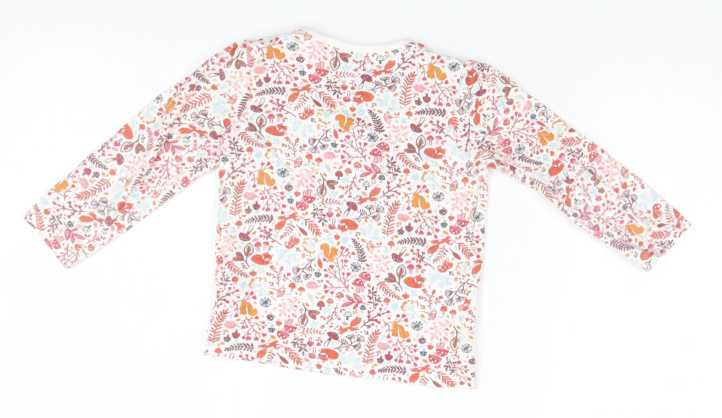 Nutmeg Baby White Floral  Basic T-Shirt Size 18-24 Months  - Woodland Creatures