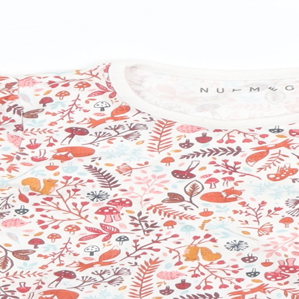 Nutmeg Baby White Floral  Basic T-Shirt Size 18-24 Months  - Woodland Creatures