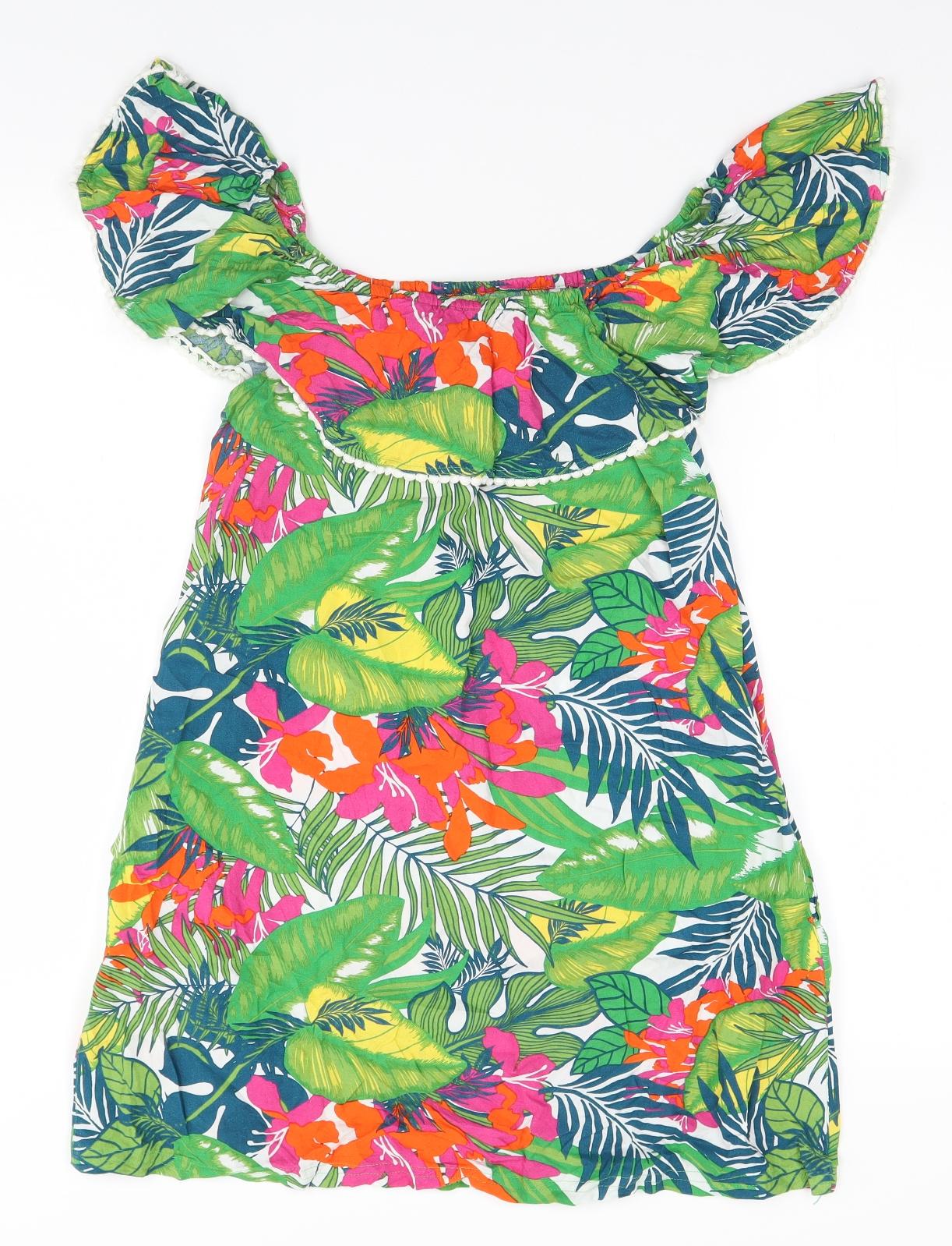 Matalan Girls Green Floral  A-Line  Size 14 Years