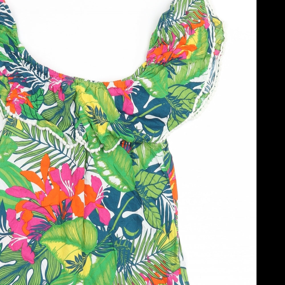 Matalan Girls Green Floral  A-Line  Size 14 Years