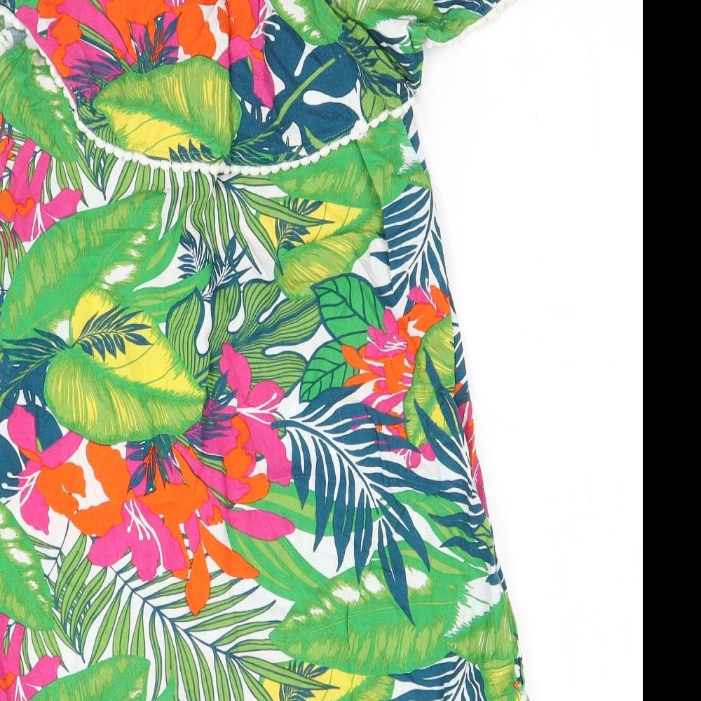 Matalan Girls Green Floral  A-Line  Size 14 Years