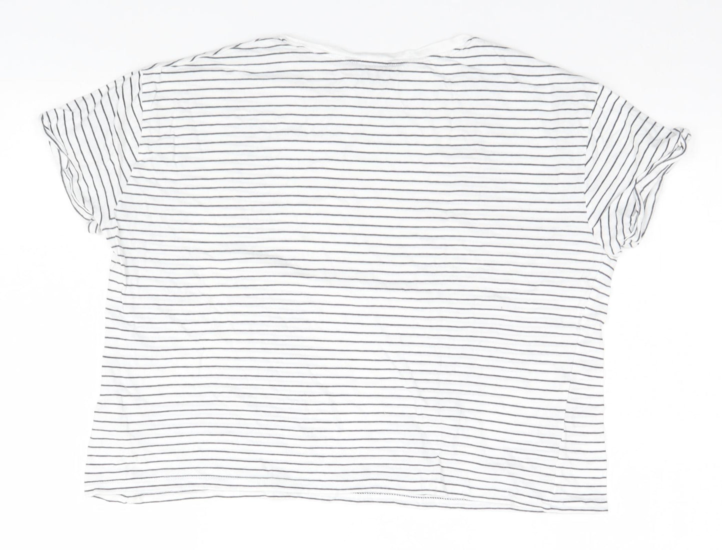 New Look Womens White Striped  Basic T-Shirt Size 8