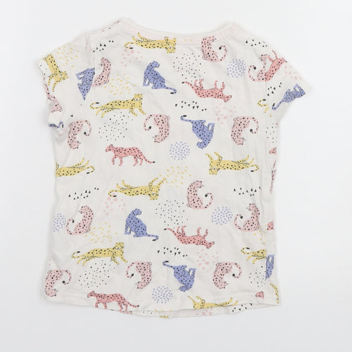 F&F Girls White Animal Print  Basic T-Shirt Size 2-3 Years  - Cats