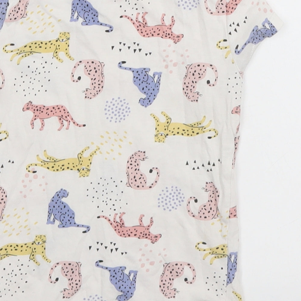 F&F Girls White Animal Print  Basic T-Shirt Size 2-3 Years  - Cats