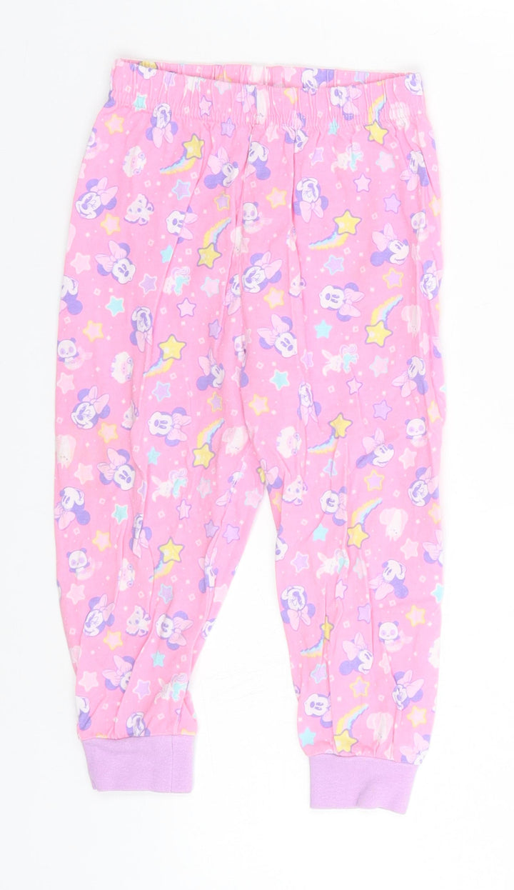Disney Girls Pink Geometric Pyjama Pants Size 2 Years - Mini Mouse