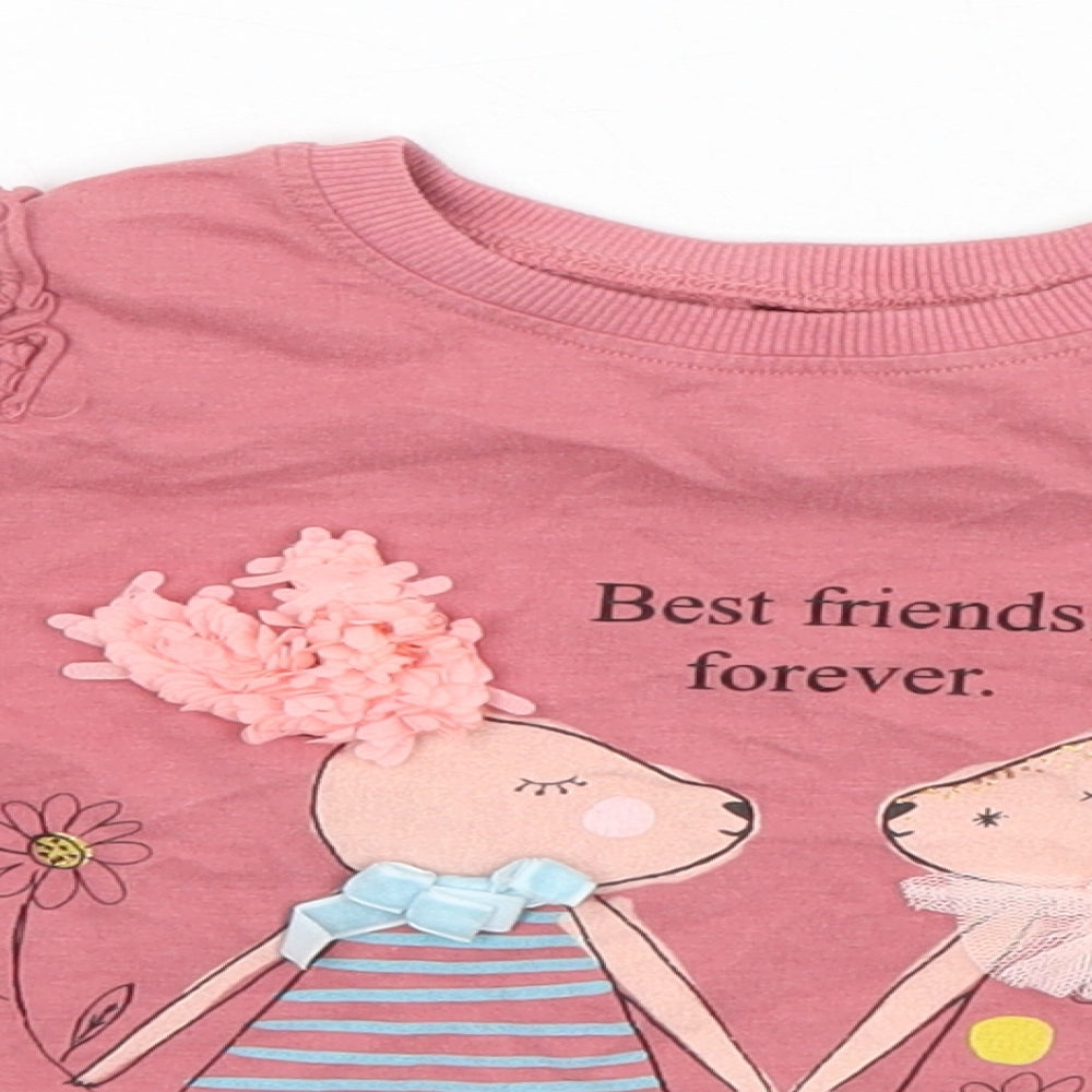 NEXT Girls Pink   Basic T-Shirt Size 2-3 Years  - Best Friends, Forever. Bunnies