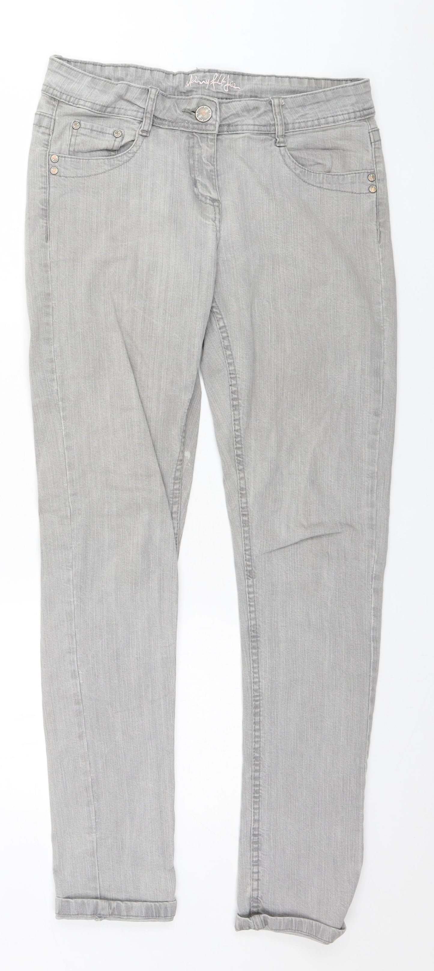 Denim & Co. Womens Grey   Straight Jeans Size 12 L30 in