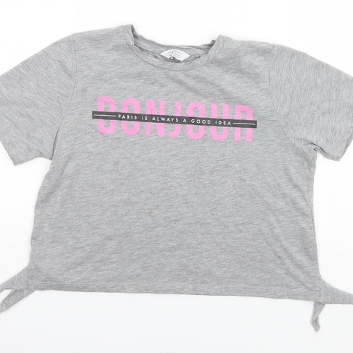 Primark Girls Grey   Basic T-Shirt Size 10-11 Years  - Paris is Always a Good Idea
