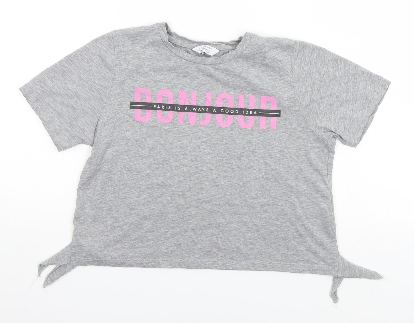 Primark Girls Grey   Basic T-Shirt Size 10-11 Years  - Paris is Always a Good Idea
