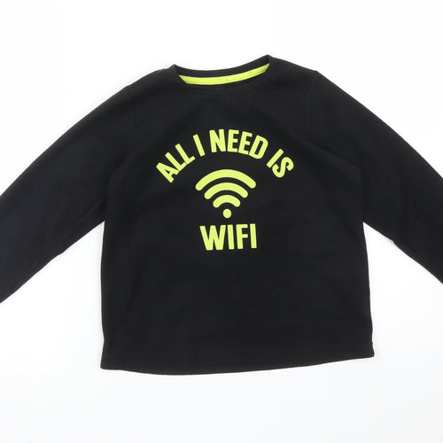 Matalan Boys Black   Pullover Sweatshirt Size 10 Years  - ALL I NEED IS WIFI