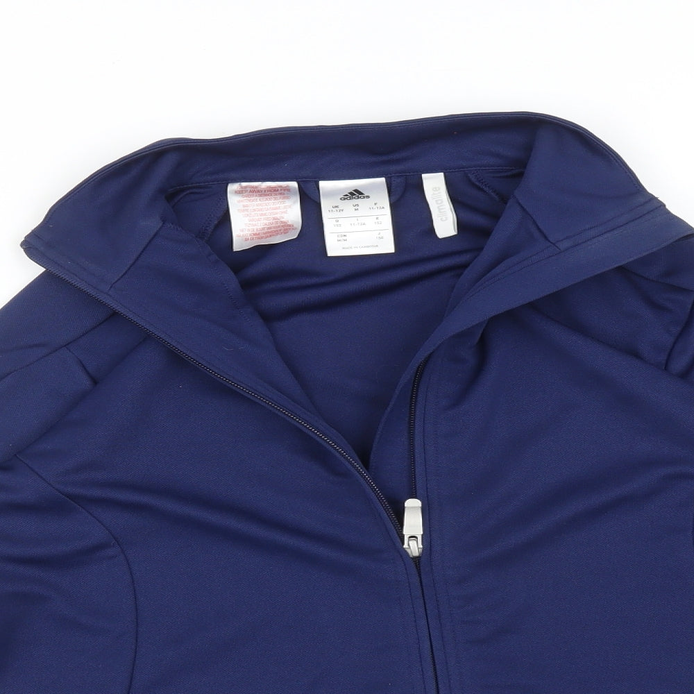 adidas Boys Blue Striped  Full Zip Jumper Size 11-12 Years