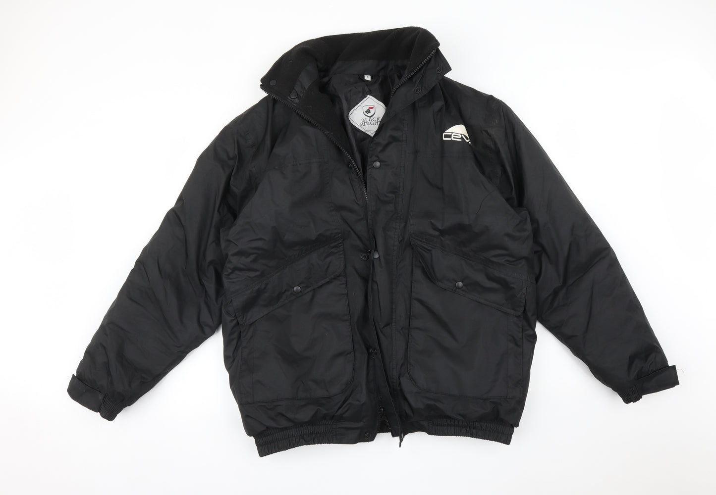 BLACK KNIGHT Mens Black   Overcoat Coat Size L