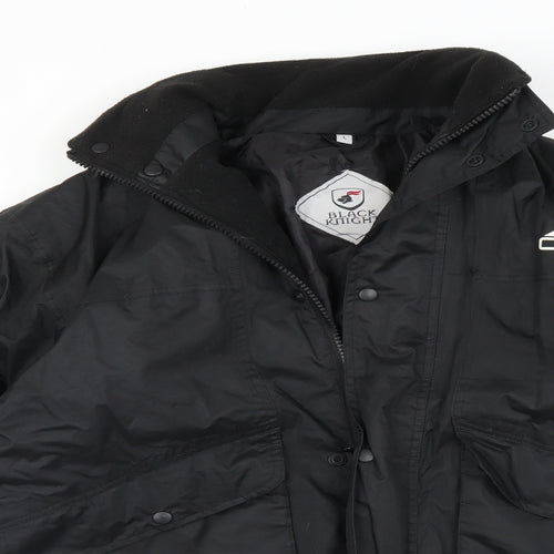 BLACK KNIGHT Mens Black   Overcoat Coat Size L