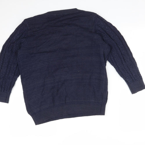 H&M Mens Blue Striped  Pullover Sweatshirt Size L