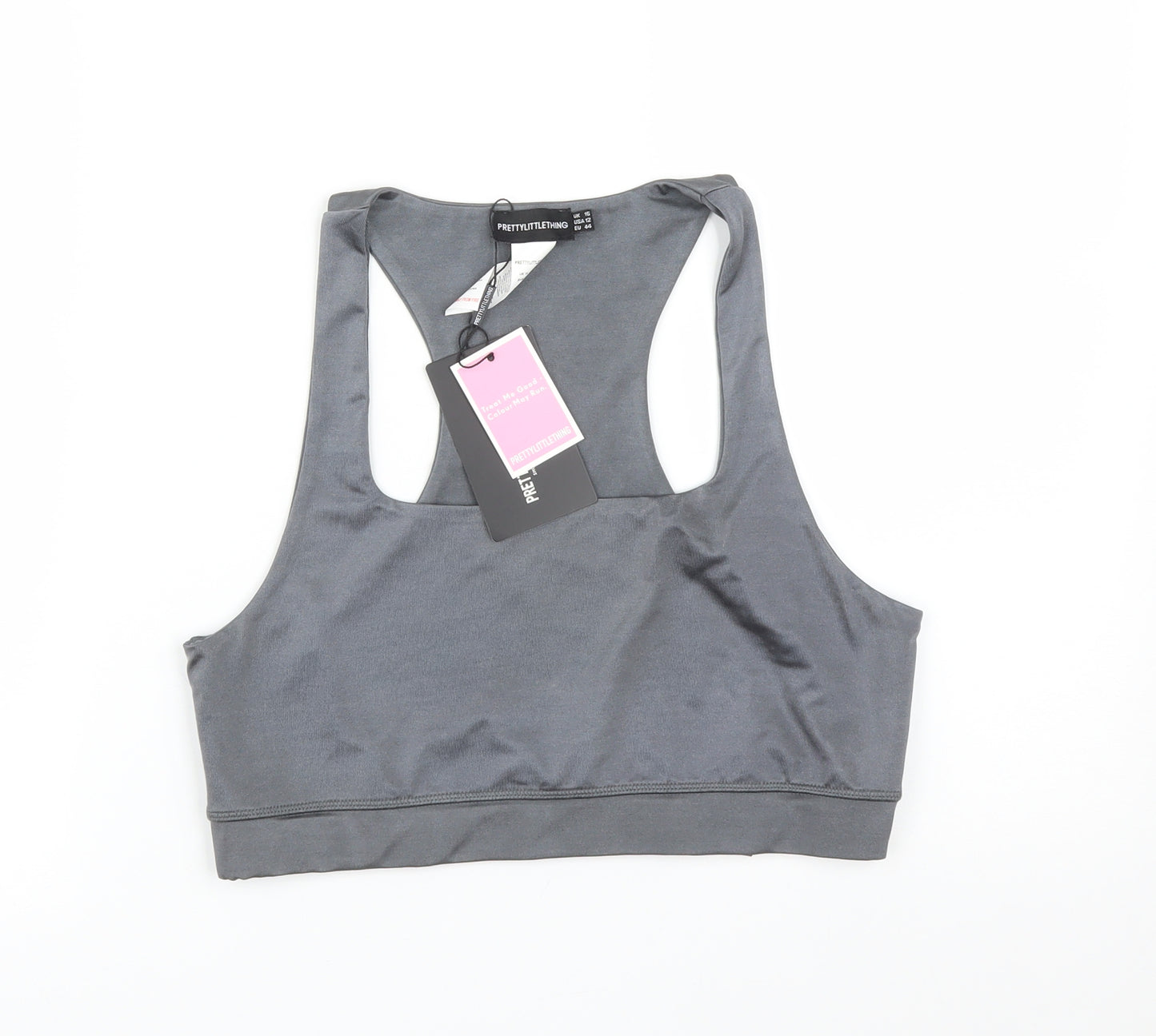 PRETTYLITTLETHING Womens Grey   Basic T-Shirt Size 16  - SPORTS BRA