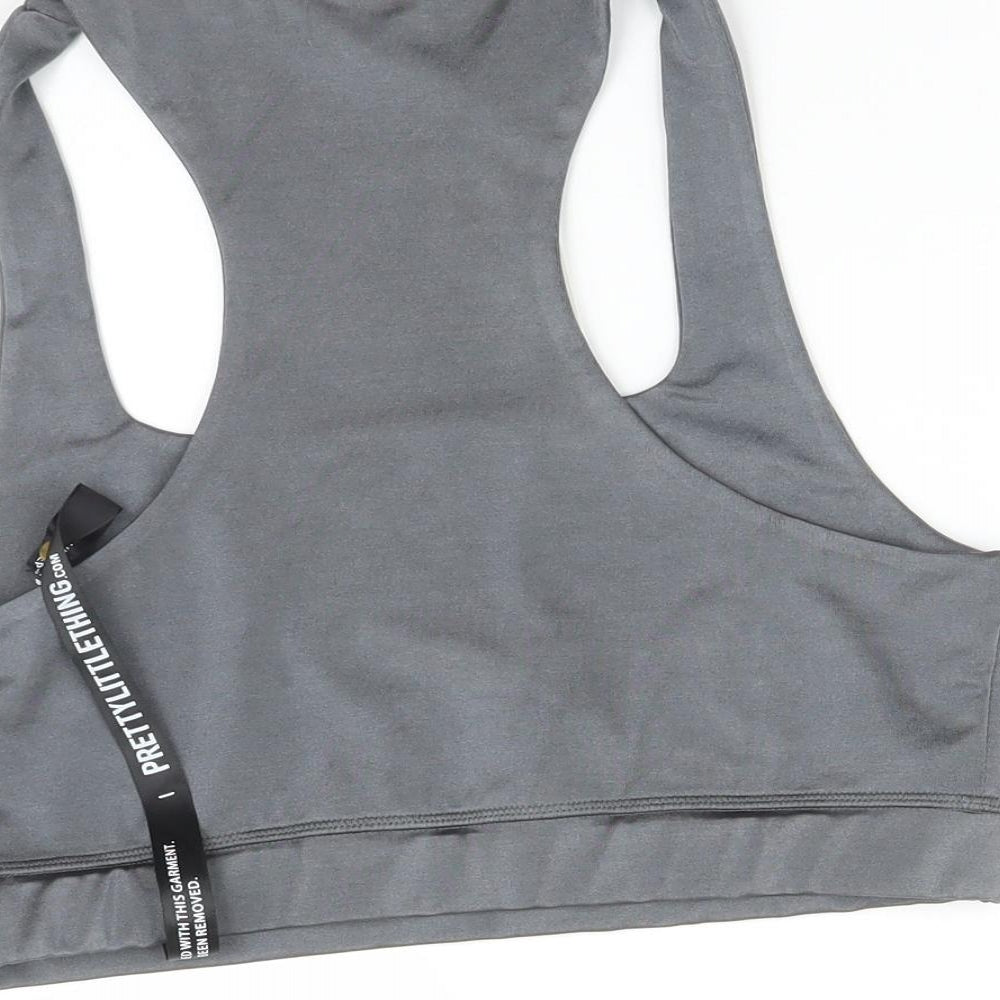 PRETTYLITTLETHING Womens Grey   Basic T-Shirt Size 16  - SPORTS BRA