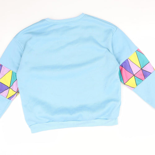 Preworn Womens Blue Geometric  Pullover Sweatshirt Size XL  - FLYING AIRPLANE