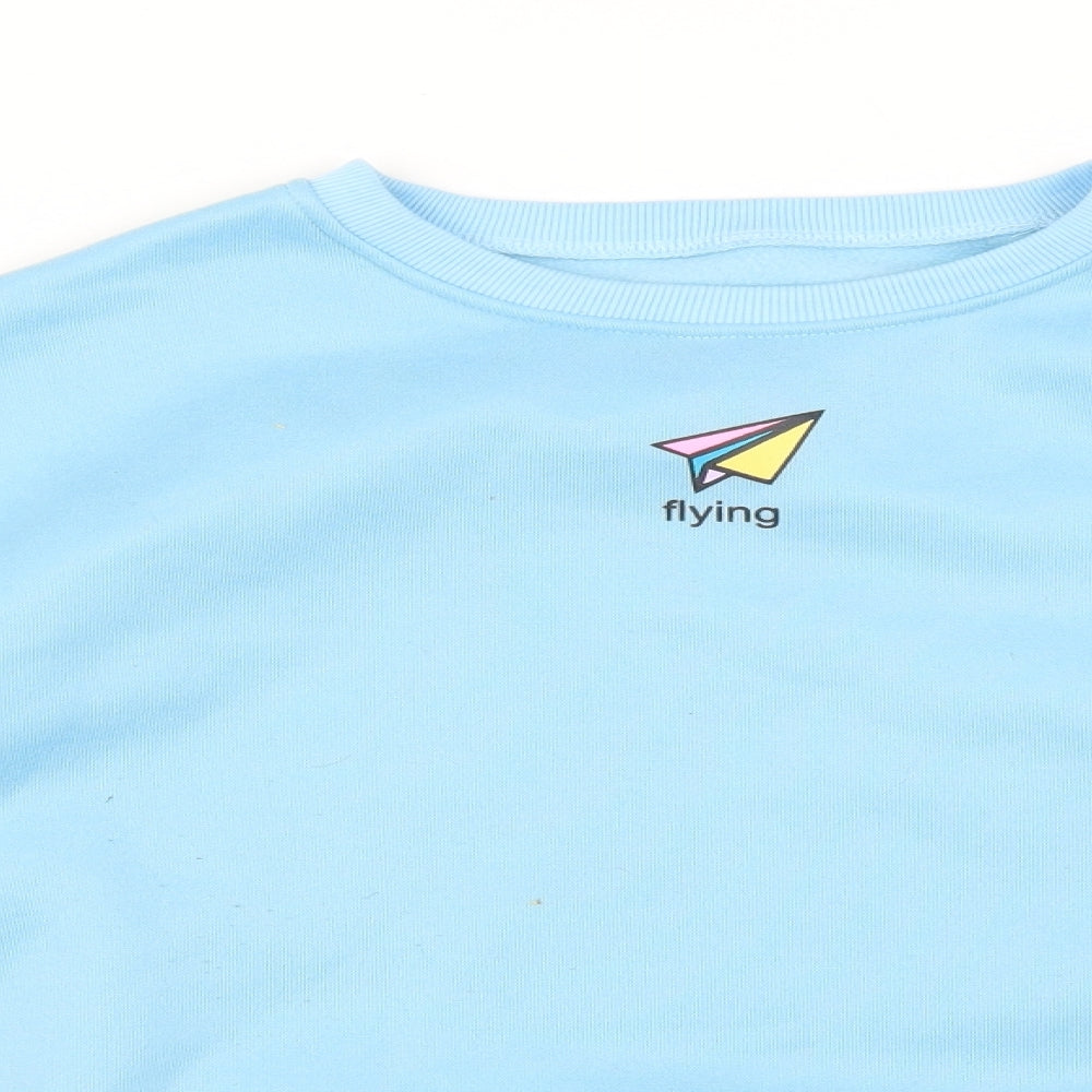 Preworn Womens Blue Geometric  Pullover Sweatshirt Size XL  - FLYING AIRPLANE