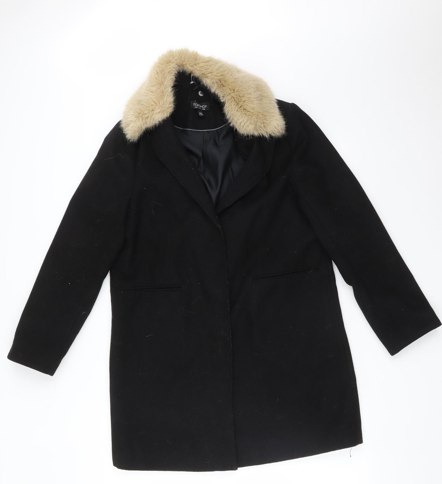 Topshop Womens Black   Trench Coat Coat Size 10