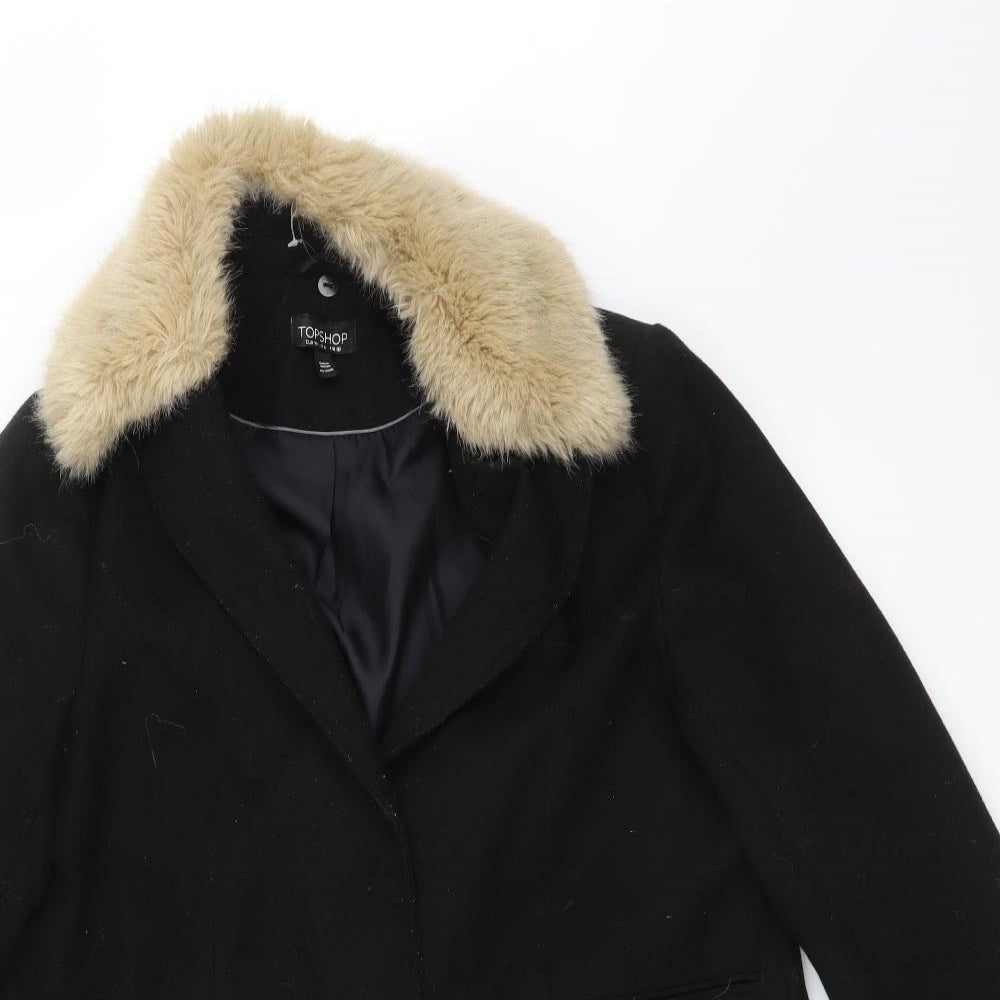 Topshop Womens Black   Trench Coat Coat Size 10