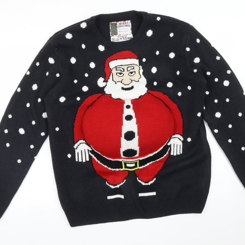 Cedar Wood State Mens Black Polka Dot  Pullover Sweatshirt Size L  - CHRISTMAS