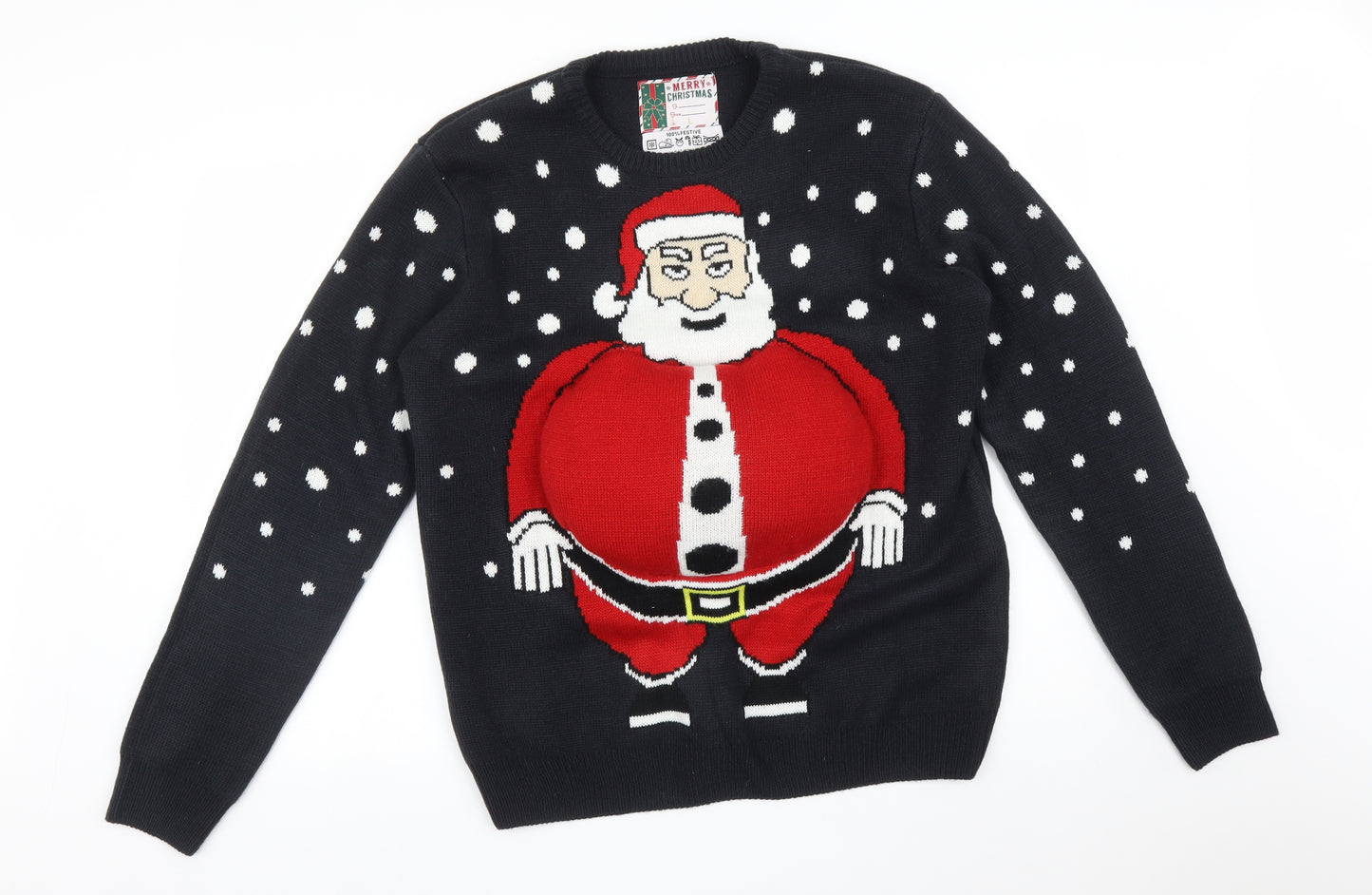 Cedar Wood State Mens Black Polka Dot  Pullover Sweatshirt Size L  - CHRISTMAS