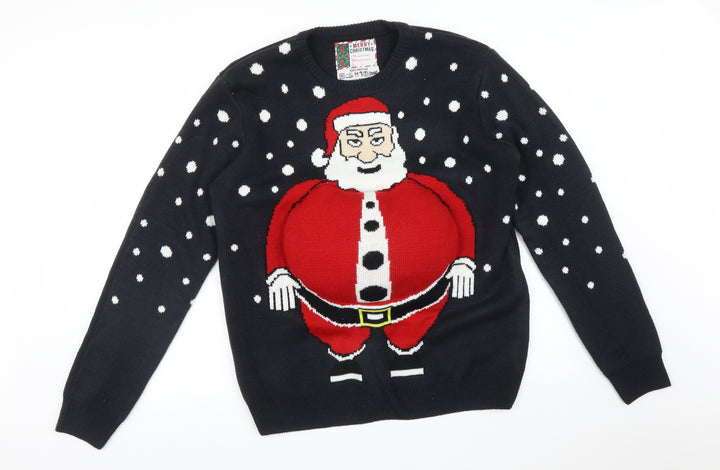 Cedar Wood State Mens Black Polka Dot  Pullover Sweatshirt Size L  - CHRISTMAS