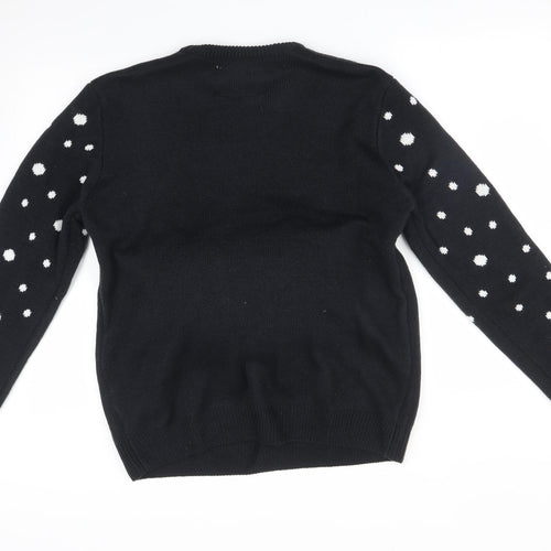 Cedar Wood State Mens Black Polka Dot  Pullover Sweatshirt Size L  - CHRISTMAS