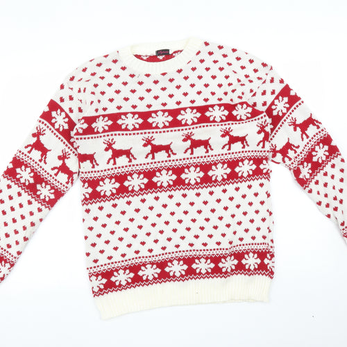 STYLEWISE Womens Multicoloured Fair Isle  Pullover Sweatshirt Size L  - CHRISTMAS