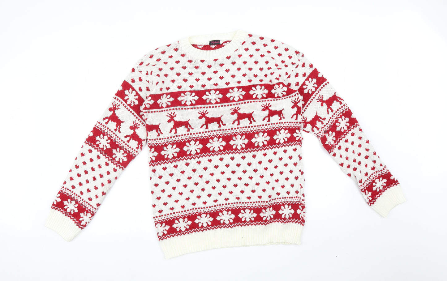 STYLEWISE Womens Multicoloured Fair Isle  Pullover Sweatshirt Size L  - CHRISTMAS