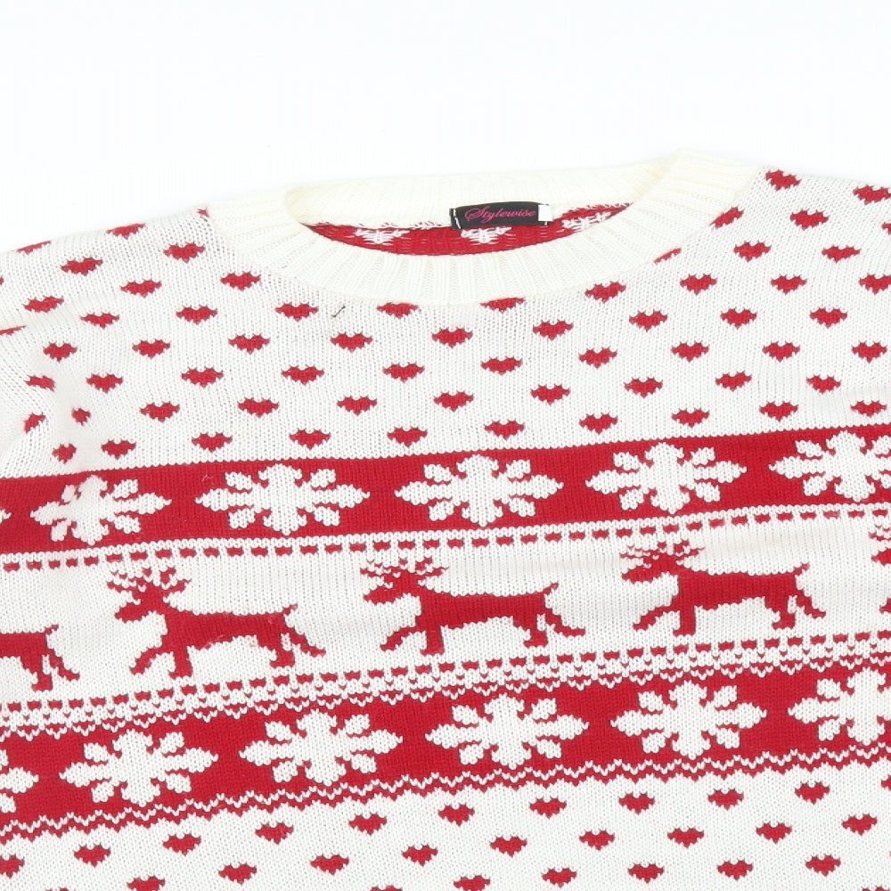 STYLEWISE Womens Multicoloured Fair Isle  Pullover Sweatshirt Size L  - CHRISTMAS