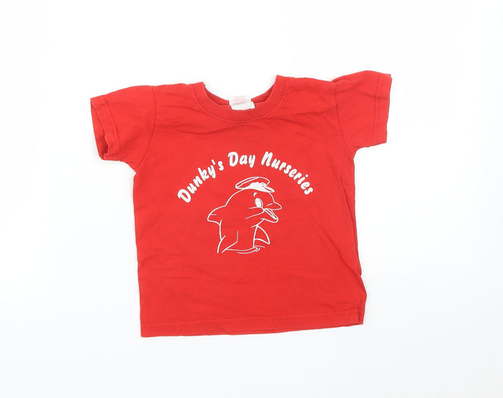 Fruit of the Loom Baby Red   Basic T-Shirt Size 12-18 Months  - DUNKY'S DAY NURSERIES