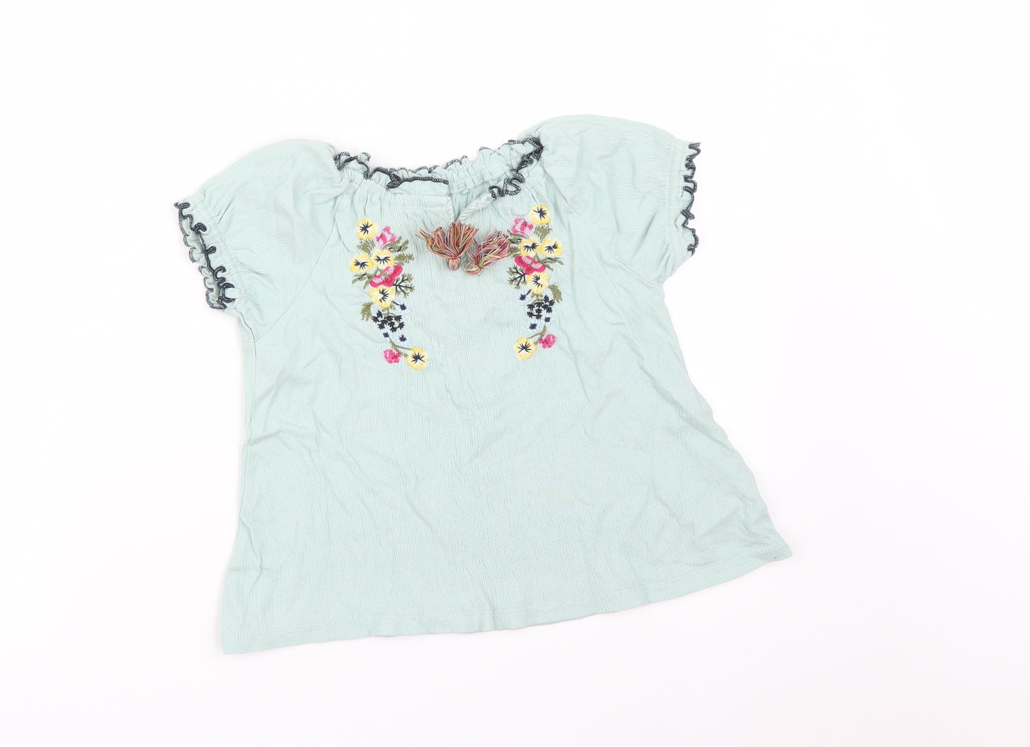 NEXT Girls Green Floral  Basic T-Shirt Size 3-4 Years