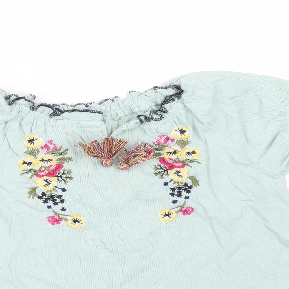 NEXT Girls Green Floral  Basic T-Shirt Size 3-4 Years
