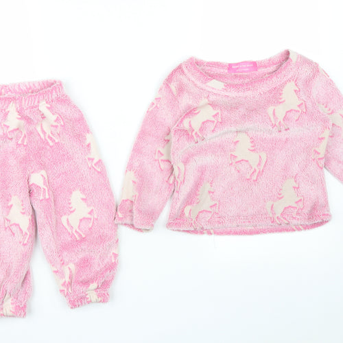GLOW IN THE DARK Girls Pink Solid   Pyjama Set Size 2-3 Years  - UNICORN