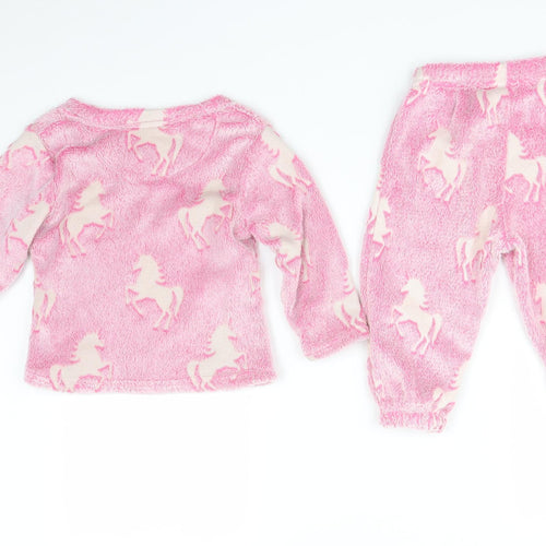 GLOW IN THE DARK Girls Pink Solid   Pyjama Set Size 2-3 Years  - UNICORN