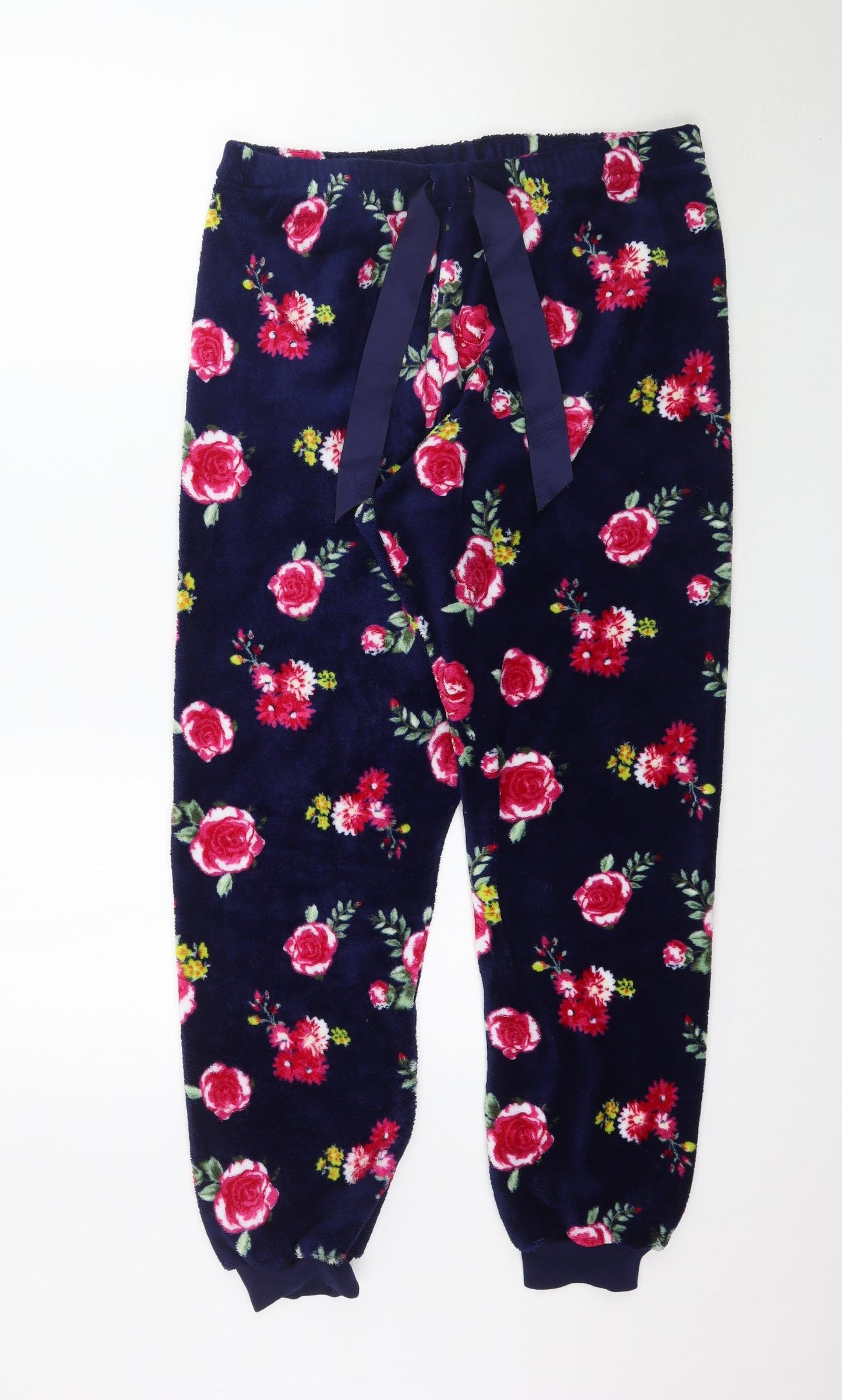 Feel Fabulous Womens Blue Floral Fleece  Pyjama Pants Size 14