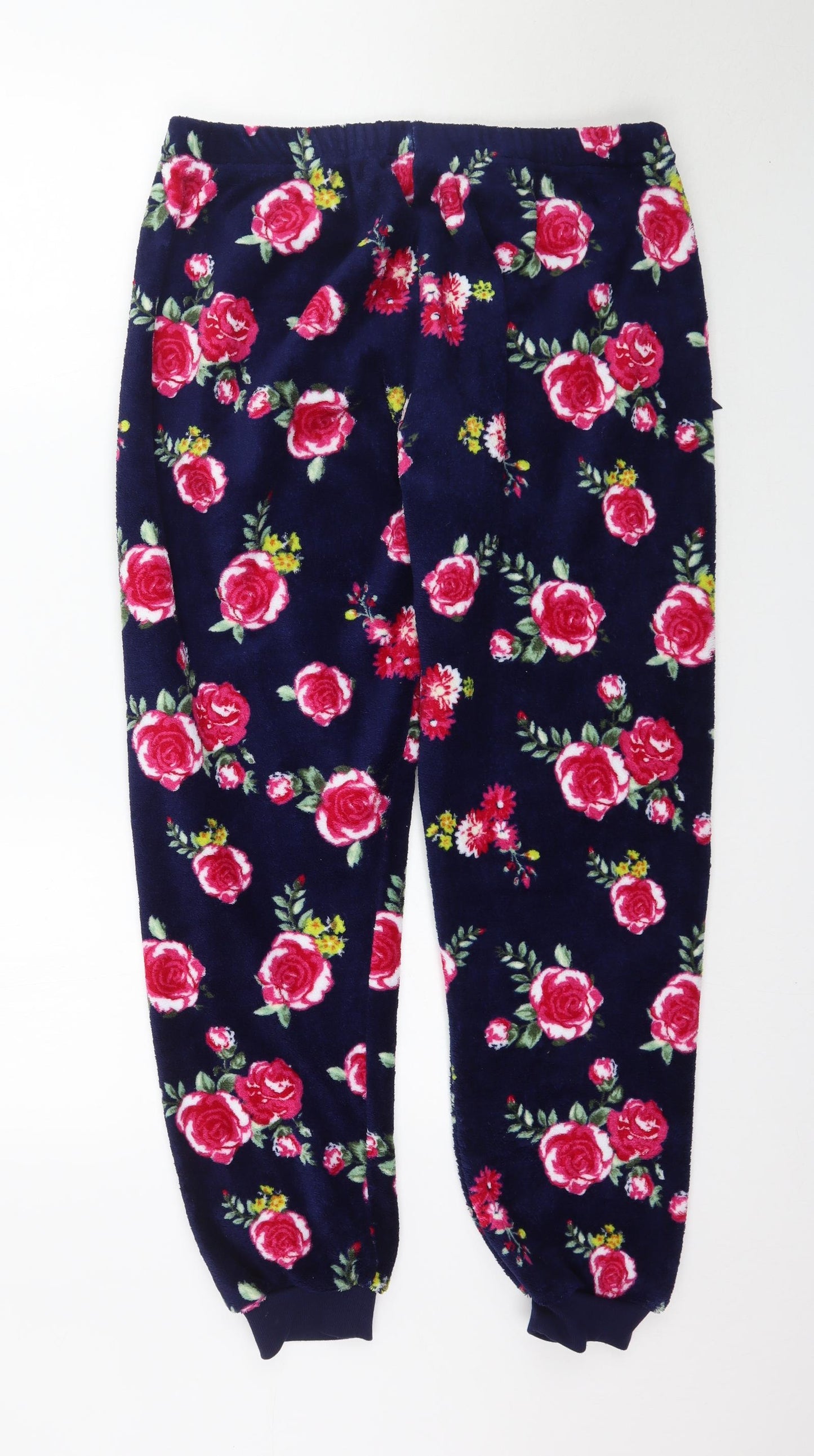 Feel Fabulous Womens Blue Floral Fleece  Pyjama Pants Size 14
