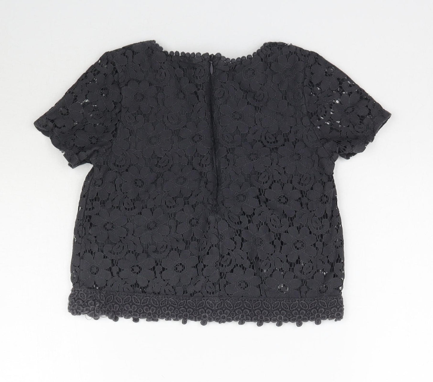 NEXT Girls Grey Floral Lace Basic Blouse Size 7 Years