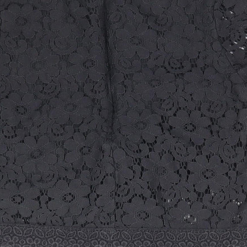 NEXT Girls Grey Floral Lace Basic Blouse Size 7 Years