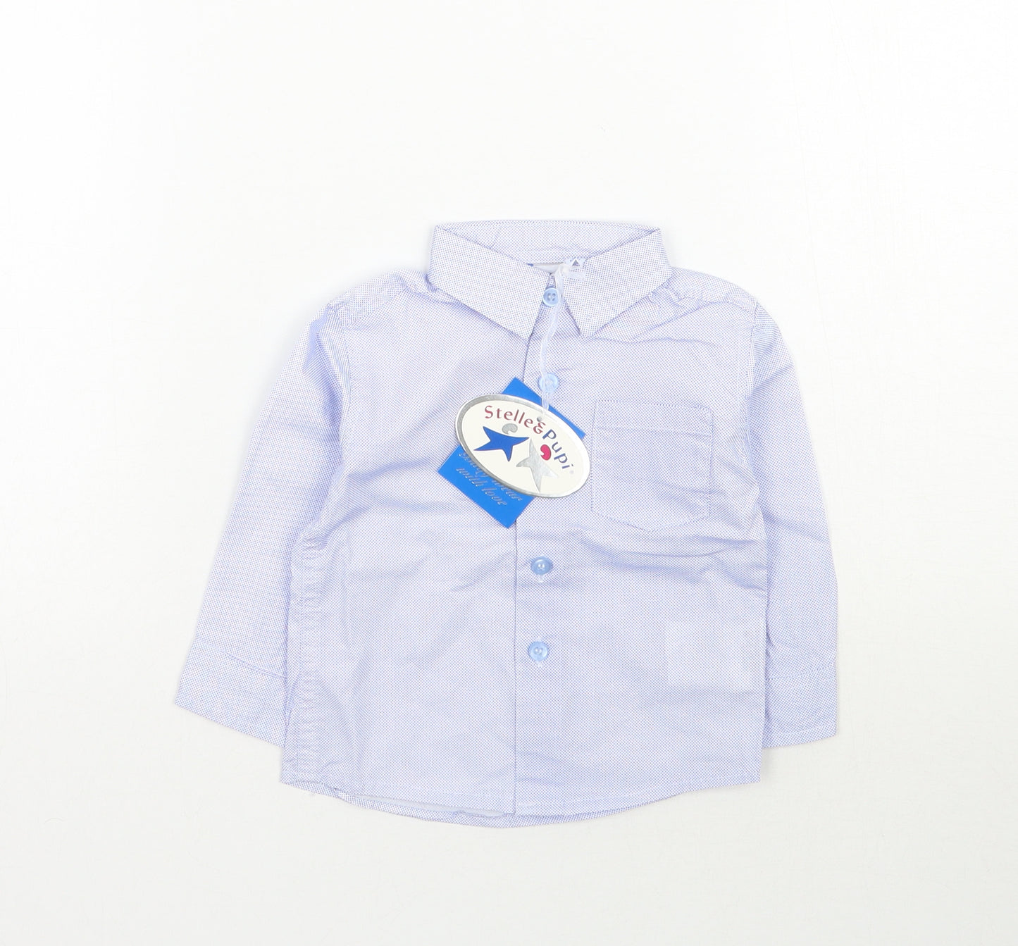 Stelle & Pupi Baby Blue   Basic Button-Up Size 6-9 Months